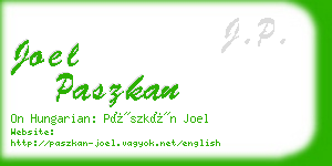 joel paszkan business card